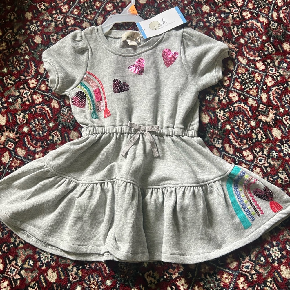 Peek Gray Dress with Pink and Purple Accents
